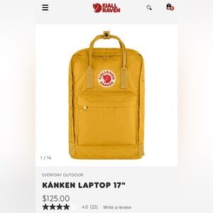 FJALL RAVEN Kanken LapTop backpack 17’’ yellow
